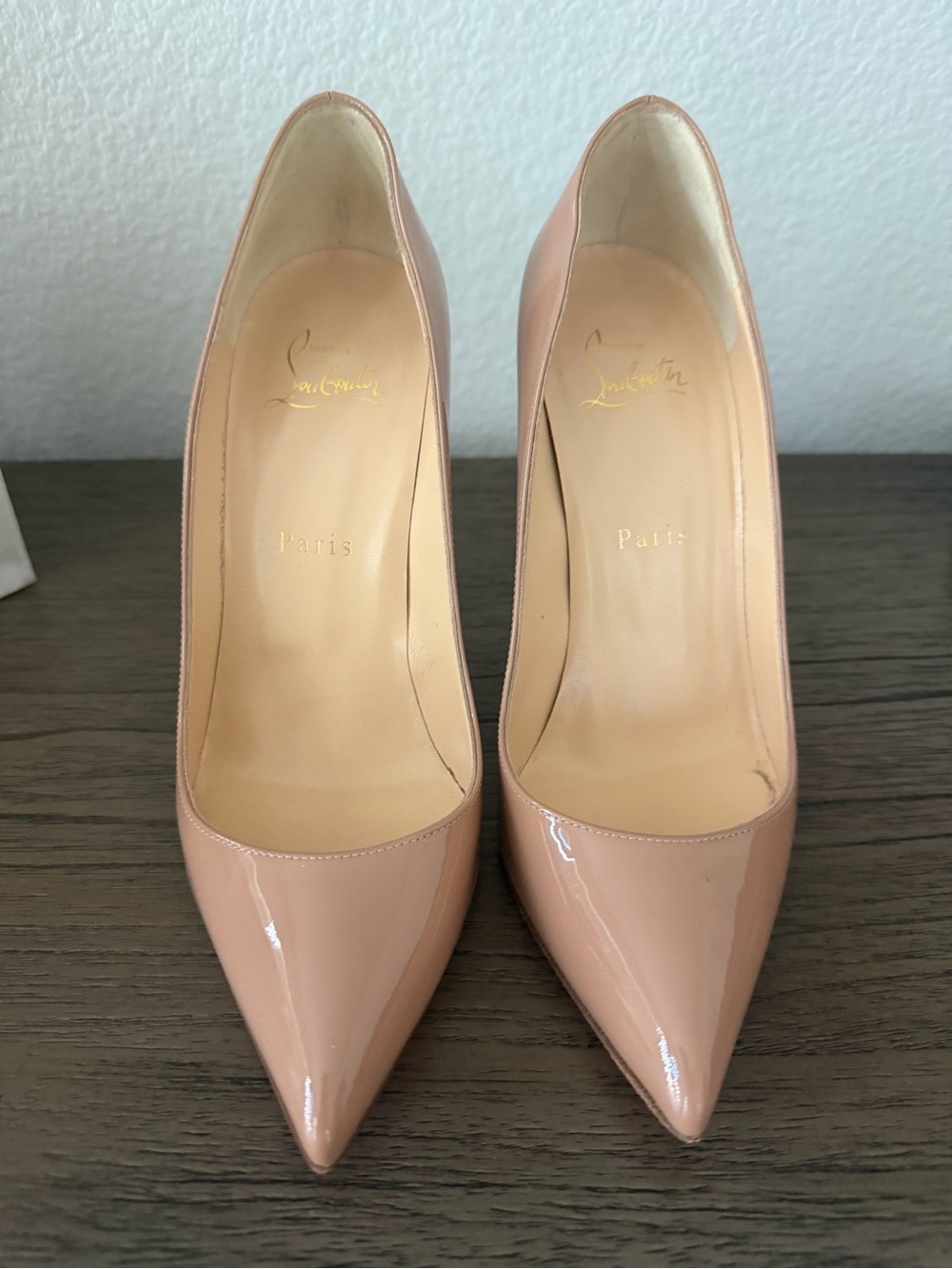 Christian Louboutin Pigalle Follies 100 patent pumps - nude - size 38.